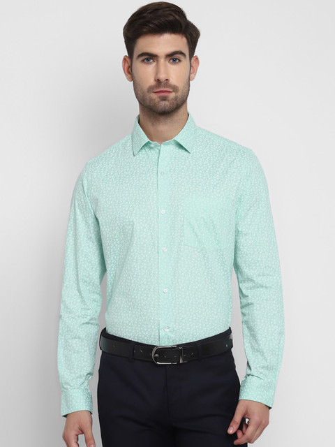 

Turtle Men Green Slim Fit Opaque Printed Formal Shirt