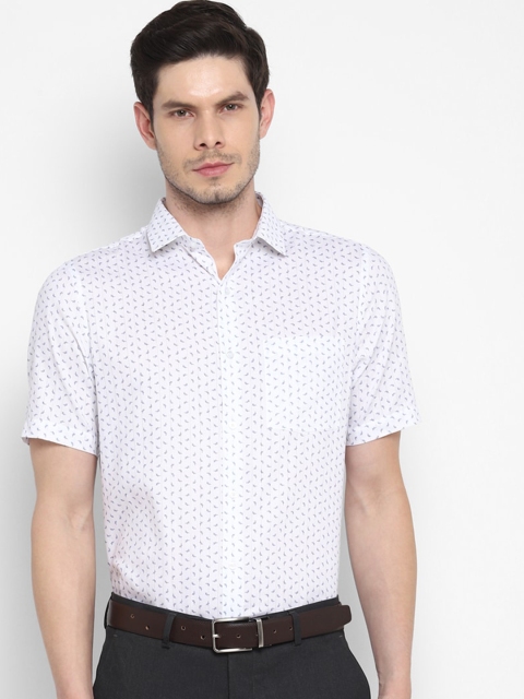 

Turtle Men White Opaque Printed Formal Shirt