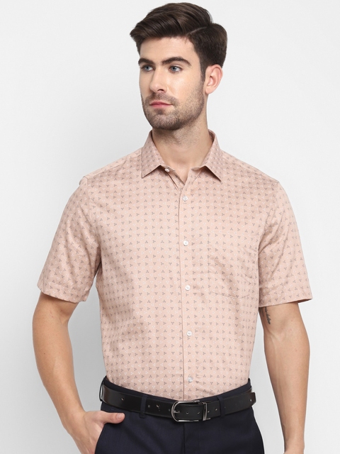 

Turtle Men Peach-Coloured Opaque Printed Formal Shirt