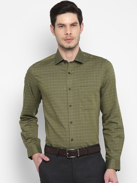

Turtle Men Green Slim Fit Grid Tattersall Checks Opaque Checked Formal Shirt