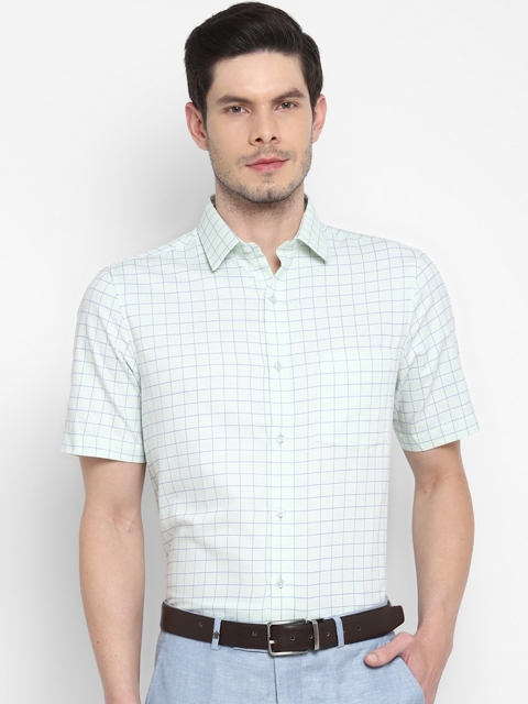 

Turtle Men Blue Opaque Checked Cotton Formal Shirt