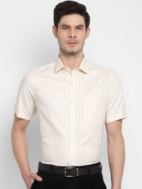 

Turtle Men Cream-Coloured Opaque Striped Formal Shirt