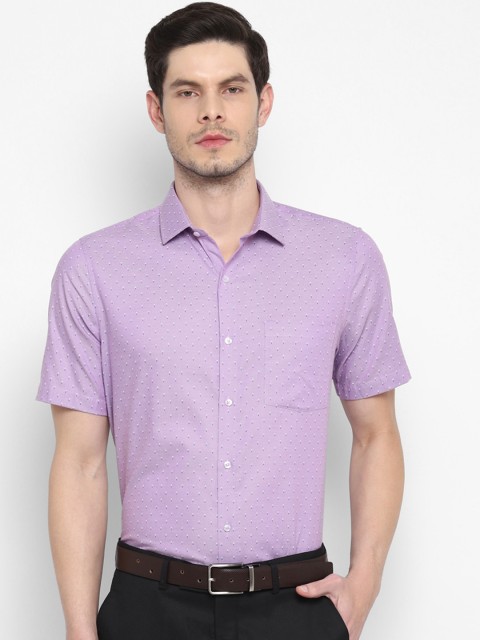 

Turtle Men Purple Opaque Printed Cotton Formal Shirt
