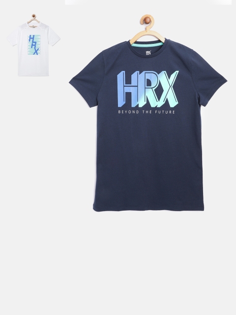 

HRX By Hrithik Roshan Girls U-17 Pack of 2 Printed Bio-Wash Lifestyle Pure Cotton T-shirt, White