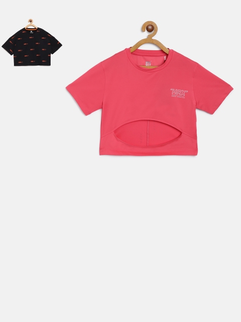 

HRX by Hrithik Roshan Pack of 2 Crop T-shirts, Pink