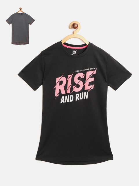 

HRX by Hrithik Roshan Pack of 2 T-shirts, Black