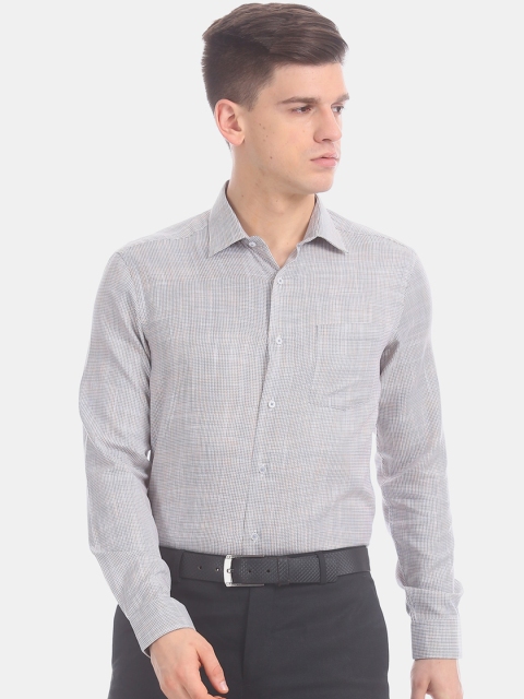 

Arrow New York Men Grey Slim Fit Opaque Checked Formal Shirt