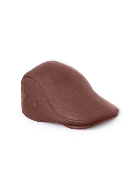 

BANGE Unisex Brown Solid Genuine Leather Ascot Cap