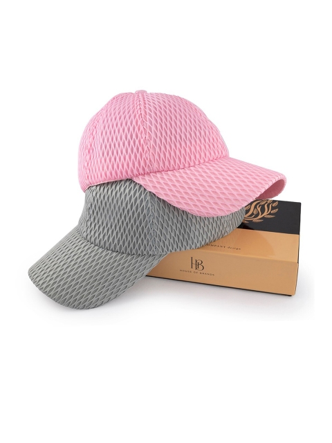 

BANGE Unisex Pack of 2 Pink & White Cotton Baseball Cap