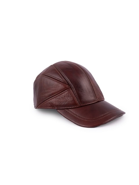 

BANGE Unisex Brown Solid Genuine Leather Base Ball Cap