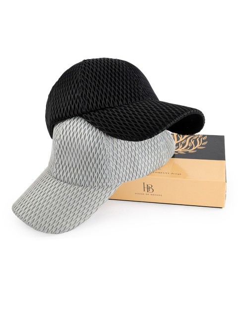 

Bange Unisex Pack Of 2 Black & Grey Cotton Baseball Honeycomb Mesh Caps