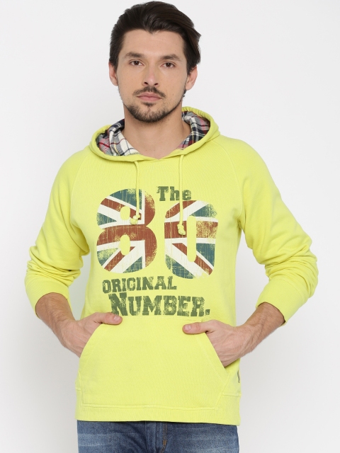 

Flying Machine Green Printed Hooded Sweatshirt