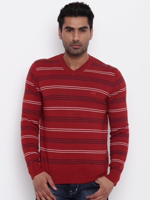 

Flying Machine Men Red Striped Sweater