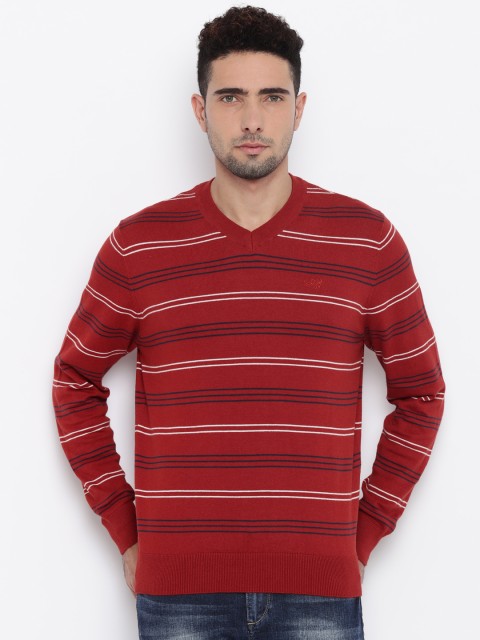 

Flying Machine Men Red Striped Sweater
