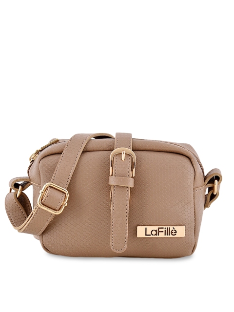 

LaFille Beige PU Structured Sling Bag