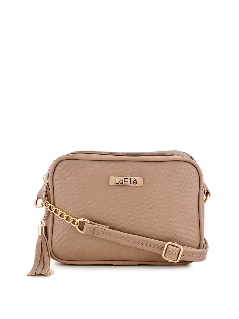 

LaFille Beige PU Structured Sling Bag with Tasselled