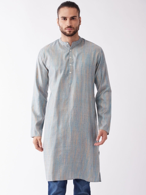 

VASTRAMAY Men Grey Silk Blend Kurta