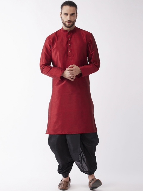 

VASTRAMAY Men Maroon Regular Kurta with Dhoti Pants