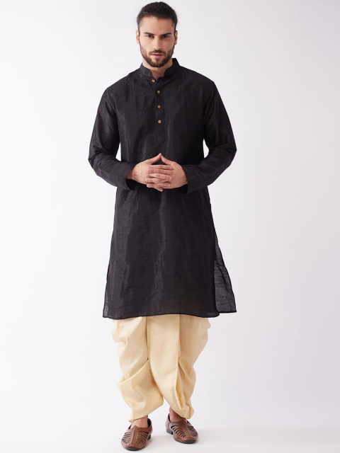 

VASTRAMAY Men Black Regular Kurta with Dhoti Pants