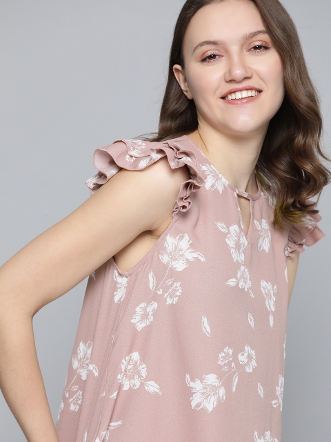 

Mast & Harbour Rose & White Floral Ruffles Regular Top