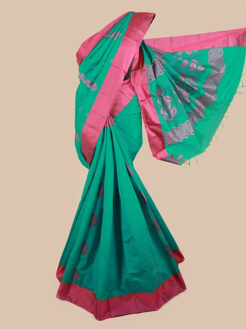 

Pothys Green & Pink Floral Woven Design Silk Cotton Saree