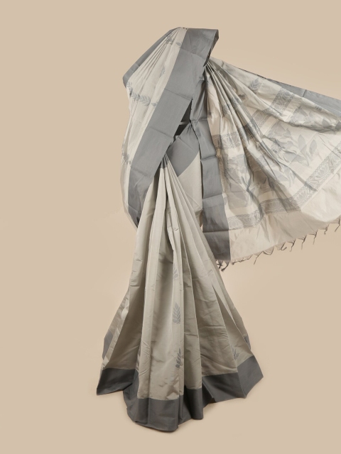 

Pothys Grey Floral Woven Design Silk Cotton Saree