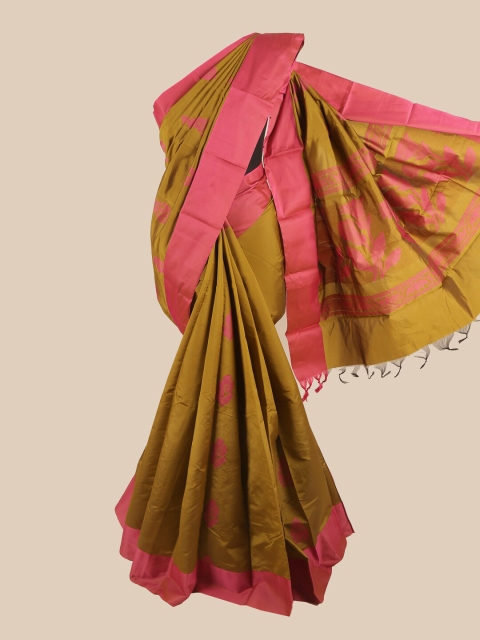 

Pothys Green & Pink Ethnic Motifs Printed Silk Cotton Saree