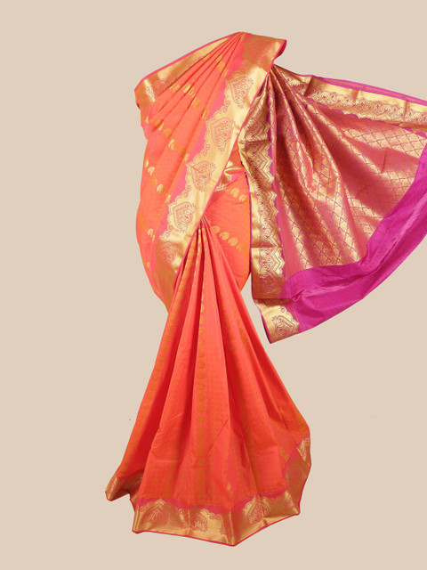 

Pothys Pink & Peach-Coloured Ethnic Motifs Zari Art Silk Saree