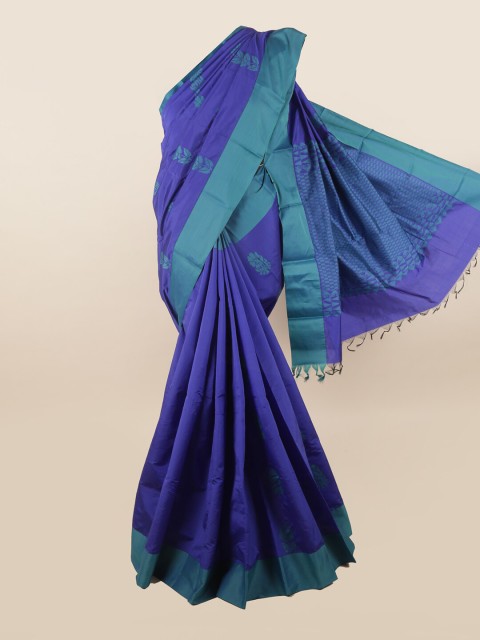 

Pothys Blue & Green Floral Silk Cotton Saree