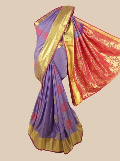

Pothys Lavender & Red Ethnic Motifs Zari Art Silk Saree