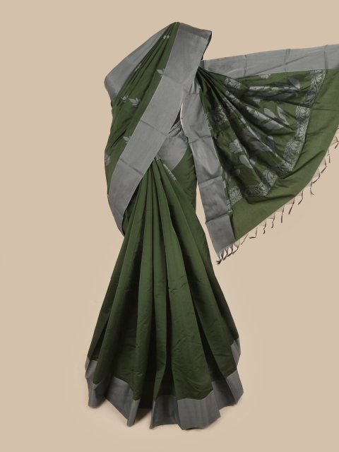 

Pothys Green & Grey Floral Silk Cotton Saree