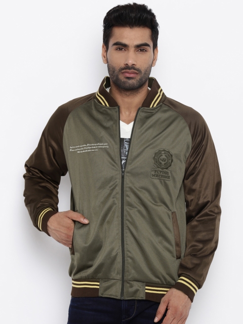 

Flying Machine Olive Green Printed Bomber Jacket
