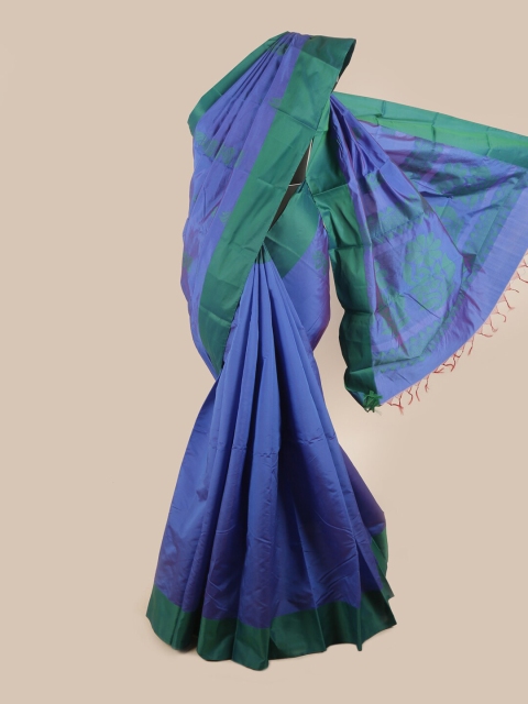 

Pothys Blue & Green Floral Silk Cotton Saree