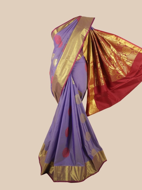 

Pothys Lavender & Gold-Toned Floral Zari Art Silk Saree