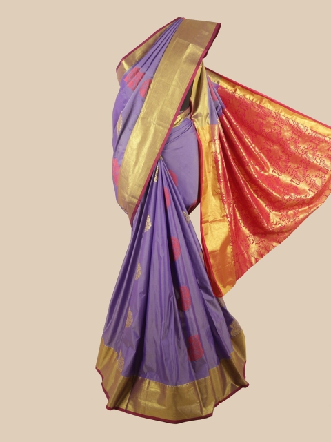 

Pothys Lavender & Red Ethnic Motifs Zari Art Silk Saree