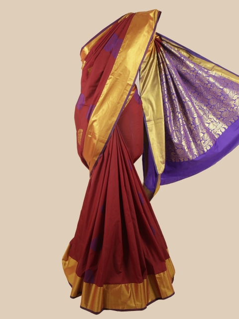 

Pothys Maroon & Violet Ethnic Motifs Zari Art Silk Saree