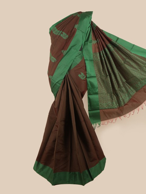 

Pothys Brown & Green Floral Silk Cotton Saree