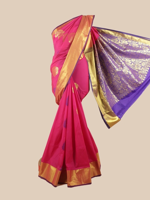 

Pothys Pink & Gold-Toned Ethnic Motifs Zari Art Silk Saree