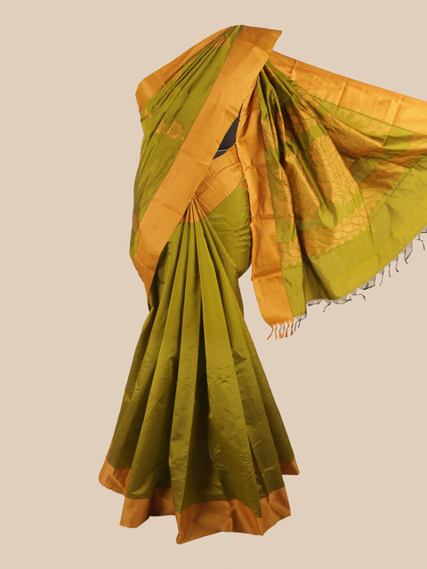 

Pothys Green & Yellow Floral Silk Cotton Saree