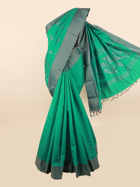 

Pothys Green & Grey Floral Silk Cotton Saree