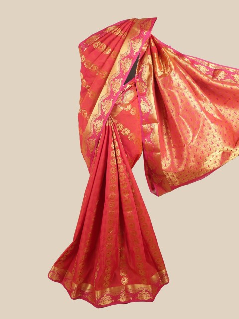 

Pothys Pink & Gold-Toned Ethnic Motifs Zari Art Silk Saree
