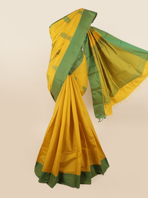 

Pothys Yellow & Green Floral Silk Cotton Saree
