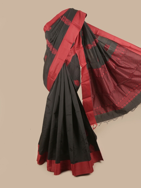 

Pothys Black & Red Ethnic Motifs Silk Cotton Saree