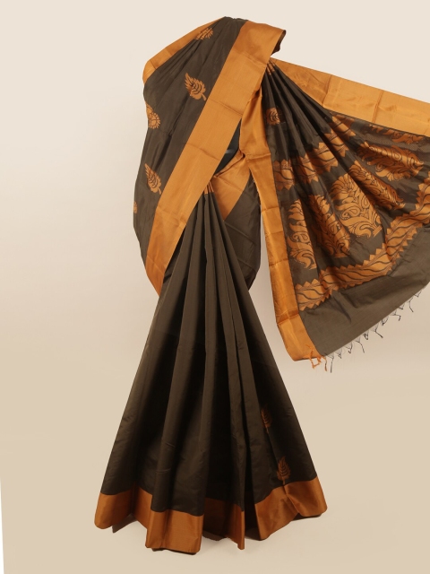 

Pothys Brown & Orange Floral Silk Cotton Saree