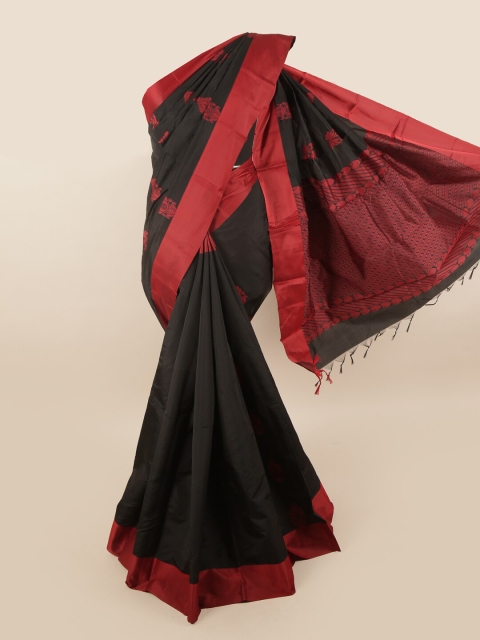 

Pothys Black & Red Floral Silk Cotton Saree