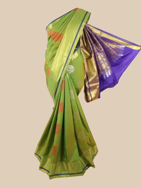 

Pothys Green & Gold-Toned Ethnic Motifs Zari Art Silk Saree