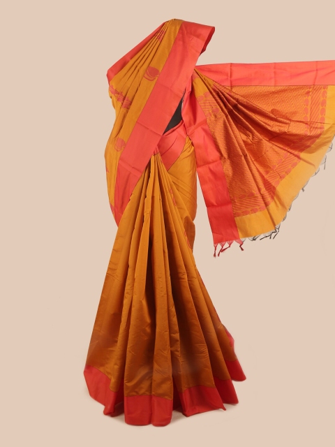 

Pothys Orange & Pink Floral Silk Cotton Saree