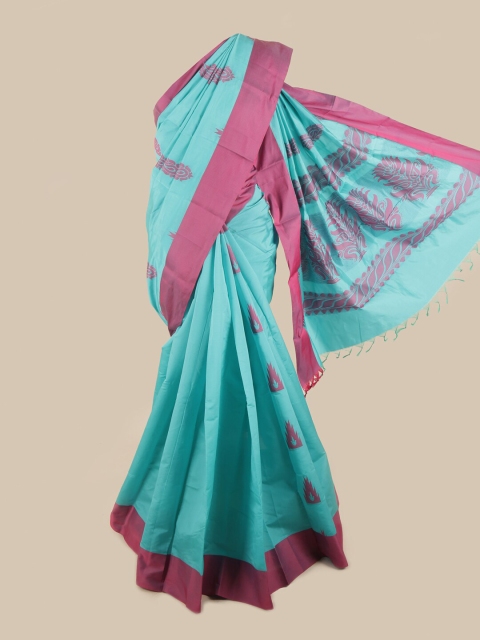 

Pothys Blue & Purple Floral Silk Cotton Saree