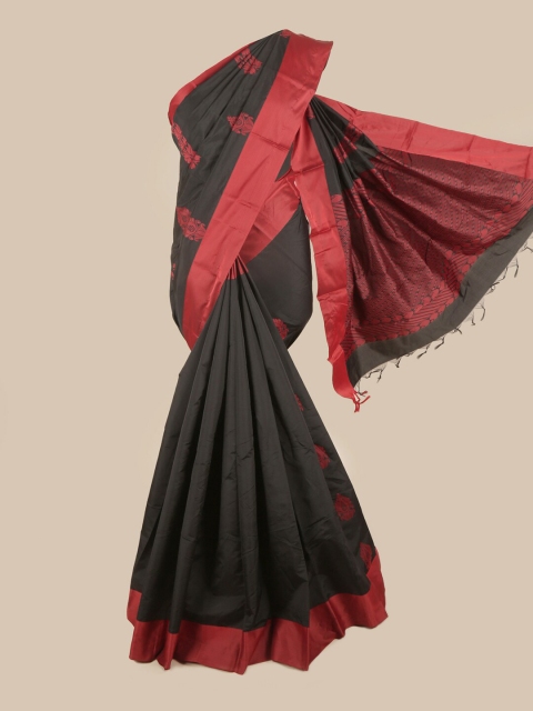 

Pothys Black & Red Floral Silk Cotton Saree