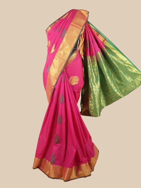 

Pothys Pink & Gold-Toned Ethnic Motifs Zari Art Silk Saree